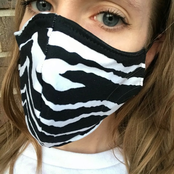 Black Cotton Face Mask Elastic Ear Loop Soft Fabric Gothic Cosplay Handmade Mens - Picture 4 of 7